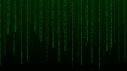 Digital green matrix. Binary code. Encoded vector illustration.