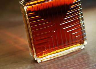 Cognac luxury bottle in detail background