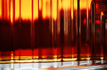 Rich glass texture of luxury cognac bottle