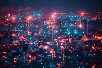 Obraz premium Digital map of world network created with generative ai