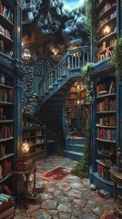 An enchanted bookstore where each book opens a portal to the storys universe, inviting readers on ultimate adventures