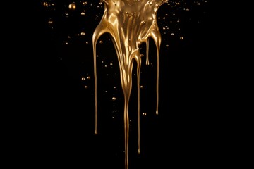 gold paint strokes and glitter on black background. - 790648734