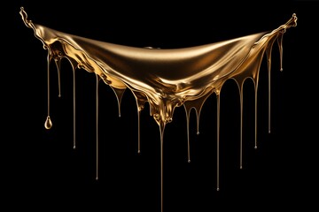 gold paint strokes and glitter on black background. - 790648742