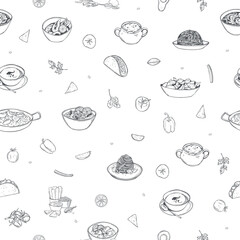 Sketch Food set.  Vector  pattern.