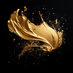gold paint strokes and glitter on black background.
