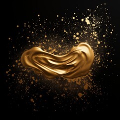 gold paint strokes and glitter on black background. - 790649107