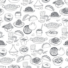 Sketch Food set.  Vector  pattern.