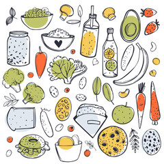 Sketch healthy food. Vector  illustration.