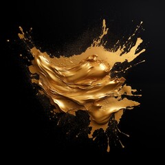 gold paint strokes and glitter on black background. - 790649154