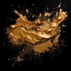 gold paint strokes and glitter on black background. - 790649184