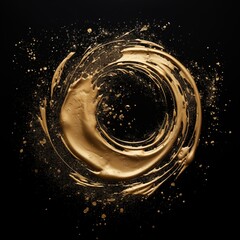 gold paint strokes and glitter on black background. - 790649197