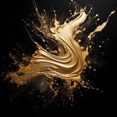 gold paint strokes and glitter on black background. - 790649315