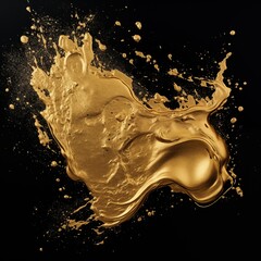 gold paint strokes and glitter on black background. - 790649383