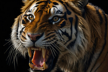 A close up of a tiger roaring