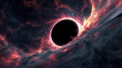 Black Hole Devouring Cosmic Material in Space. - obrazy, fototapety, plakaty