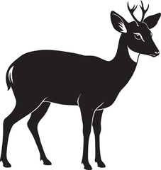 deer black silhouette on white background, vector illustration,