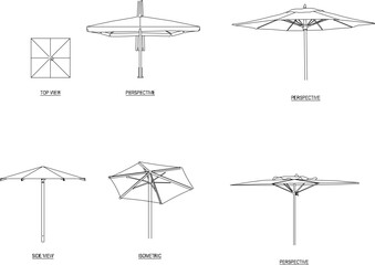 Vector sketch illustration of decorative umbrella design for beaches and cafes 