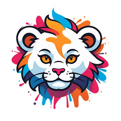 Graffiti abstract little lion logo, kawaii animal for t-shirt