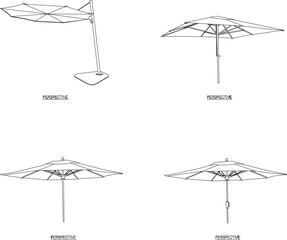 Vector sketch illustration of decorative umbrella design for beaches and cafes © ibu