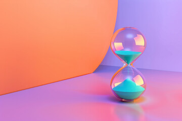 Isolated hourglass on a color background, minimalism design