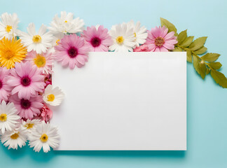 Obraz premium greeting card with floral background, copy space for message, 