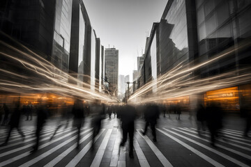 Rush hour with people with long exposure