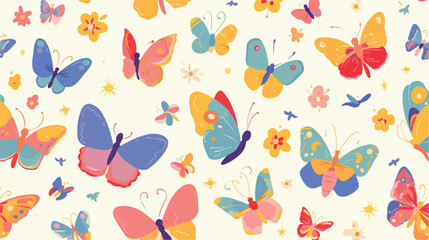 Butterflies seamless pattern repeating print. Sprin