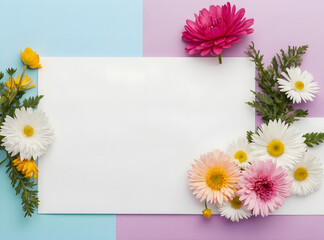 greeting card with floral background, copy space for message, 