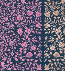 wedding card design, traditional paisley floral pattern , royal India	