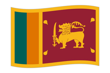Waving flag of the country Sri Lanka. Vector illustration.