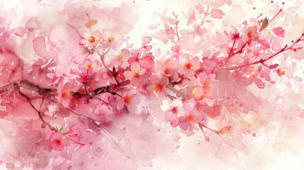 A painting featuring delicate pink flowers against a clean white background