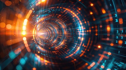 Obraz premium Technology background with programming code. Programming html code, abstract technology background of software developer, computer script programming,A digital interface with a bright light center. 