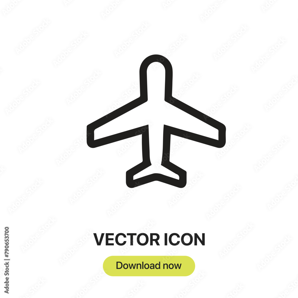 Aufkleber Airplane icon vector. Linear-style sign for mobile concept and web design. Airplane symbol illustration. Pixel vector graphics - Vector.
