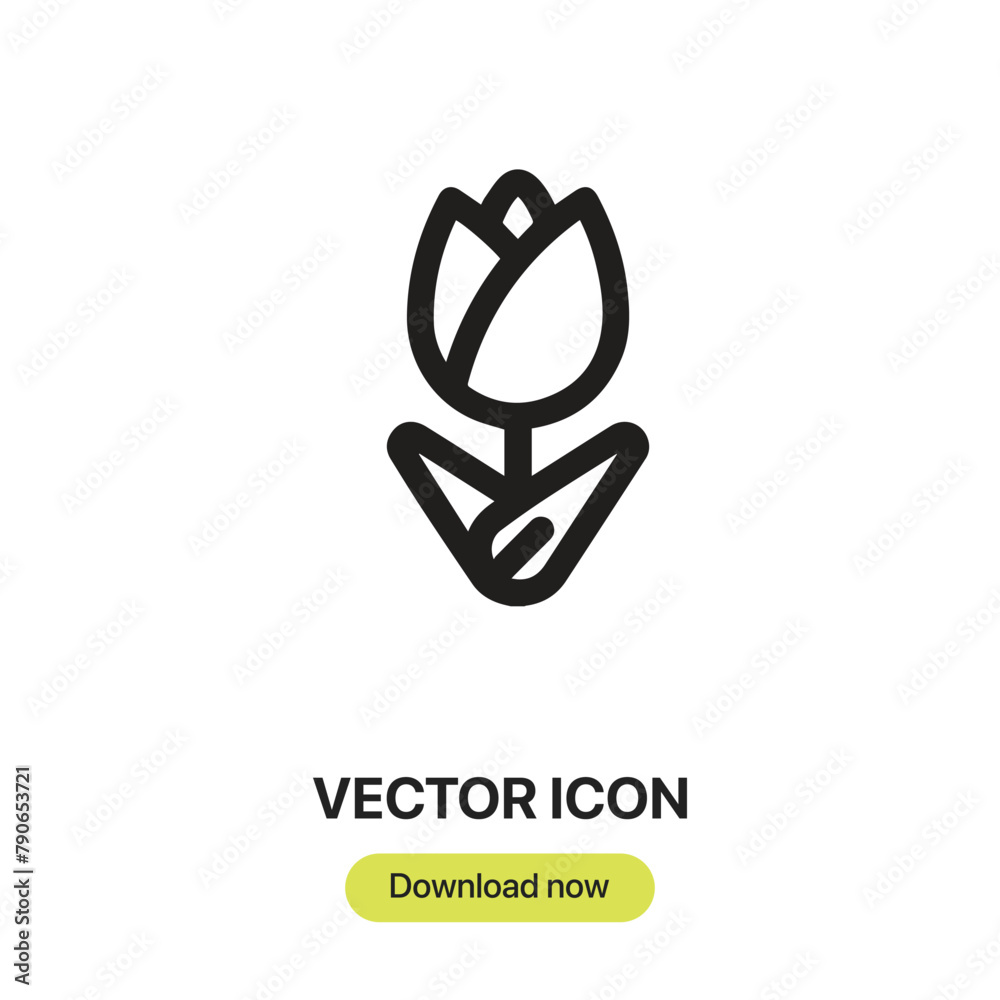 Poster Tulip icon vector. Linear-style sign for mobile concept and web design. Tulip symbol illustration. Pixel vector graphics - Vector.