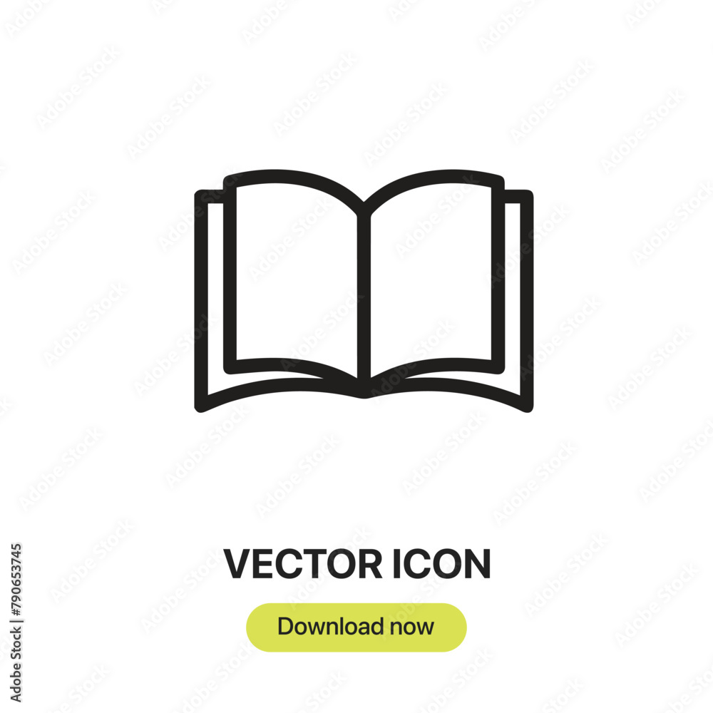 Poster book icon vector. linear-style sign for mobile concept and web design. book symbol illustration. pix