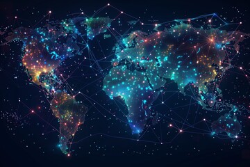 Digital map of world network created with generative ai