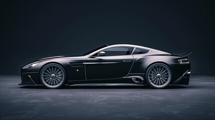 Obraz premium Close up view of expensive luxurious black car over a dark background. Futuristic modern concept.