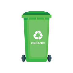 Green recycle bin with recycle symbol isolated on white background vector illustration