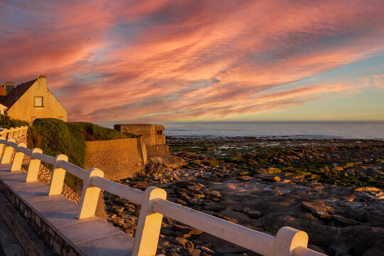 Landscapes with sunset and sunrise from audresselles, ambleteuse and wimereux in france