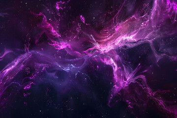Vivid neon purple and pink abstract cosmic galaxy. Stunning artwork on black background.