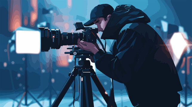 Cameraman with photographic equipment flat vector i