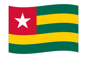 Waving flag of the country Togo. Vector illustration.