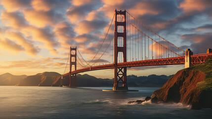 Golden Gate Bridge panorama, - obrazy, fototapety, plakaty