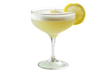Gin Fizz Cocktail Isolated on Transparent Background