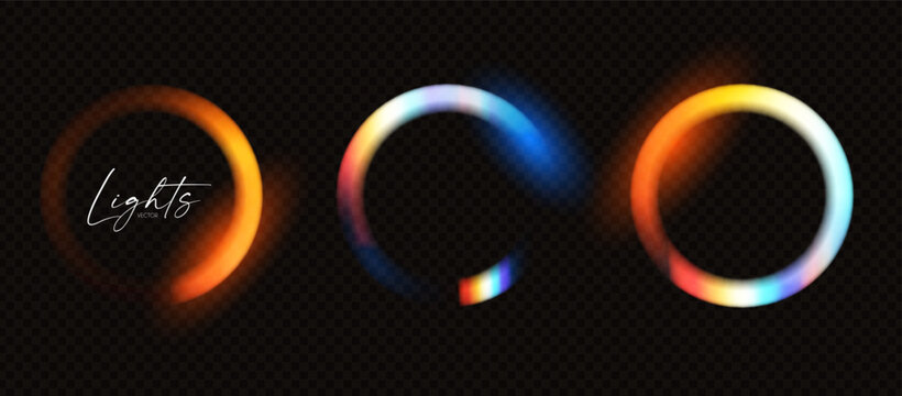 Rainbow circle light effect. Shining banner. Dispersion of beam.