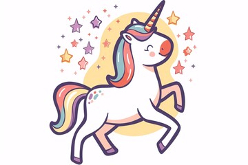 Kid drawing simple unicorn and stars minimal