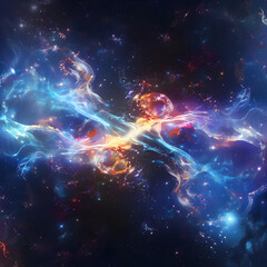Fototapeta na wymiar Quantum Entanglement Visualized - The Boundless Connection of Photons in Space