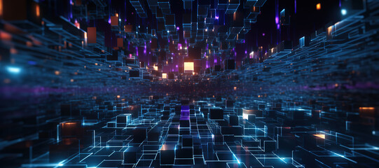Fototapeta premium cyber geometric network data, program 145