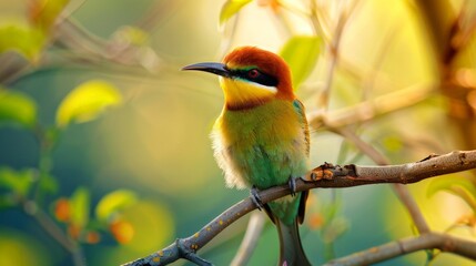 Obraz premium A small bird perched on a tree branch