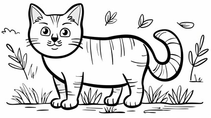 coloring pages or books for children, Cute and funny coloring page, Cartoon illustration, outline picture for coloring kid book, illustration of cat